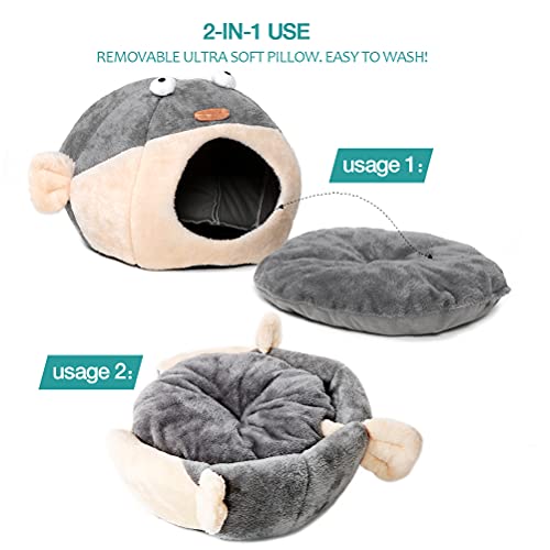 Cat Beds for Indoor Cats (L 16.5'' / Grey)