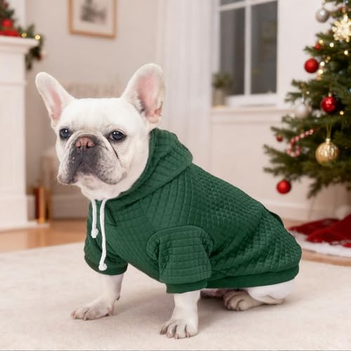2 Pack Dog Hoodie Sweaters for Small Medium Dogs Warm Dog Clothes for Large Dogs Soft Waffle (Dark Green+Wine Red / XS (Back: 10",Chest: 13", 6-11lbs))