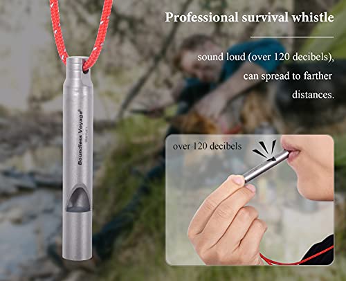 Titanium Emergency Whistle 2 Pack Outdoor Emergency Survival Camping Hiking Loud Whistle Coaches Training Sports Keychain Whistle with Lanyard (2 PCS - Ti9010)