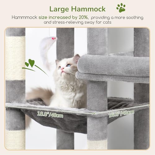 65in Sturdy Cat Tree Tower for Indoor Large Cat (65inch / Light Grey)