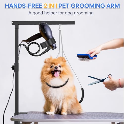 Dog Grooming Arm with Hair Dryer Stand (Black)
