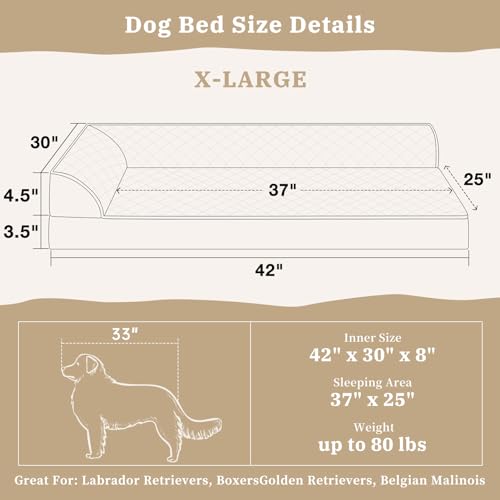 XL Dog Bed Orthopedic (42"L x 30"W x 8"Th / Grey)
