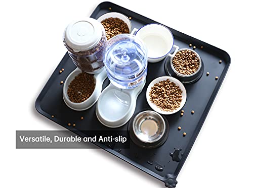 XX Large Silicone Pet Food Mats (28" x 26" / Black)