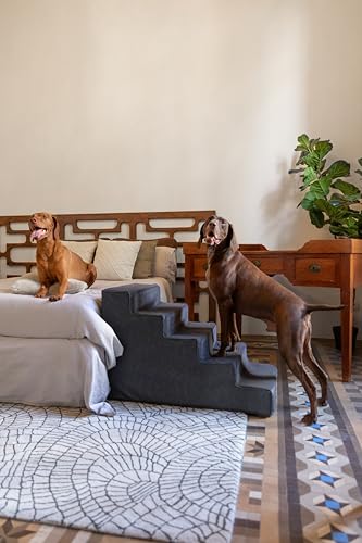 Dog Stairs Dog Ramp for Bed ((5 Step) Charcoal)