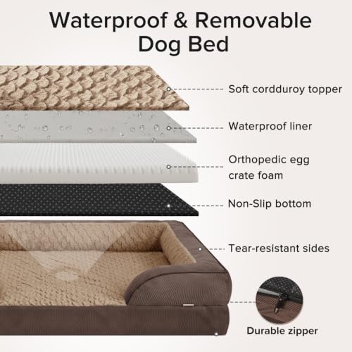 Jumbo Orthopedic Dog Bed for Extra Large Dogs (XL-PLUS (45"x 32"x 7.5") / Dark Brown)
