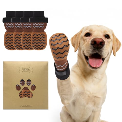 Dog Socks Shoes for Hot Pavement to Prevent Licking Paws (Khaki / Small (Paw Width: 2.1"))