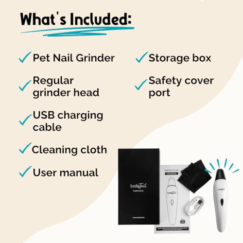 LuckyTail Pet Nail Grinder for Dogs and Cats (White)