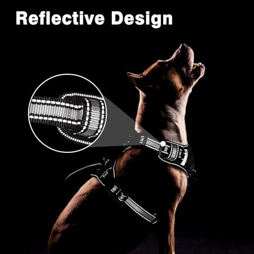 Service Dog Vest No Pull Dog Harness with 7 Dog Patches (Medium / Black)