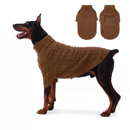 Dog Sweater for Large Dogs Turtleneck Knitwear Fall Sweatshirt XXL (2XL / Coffee Brown)
