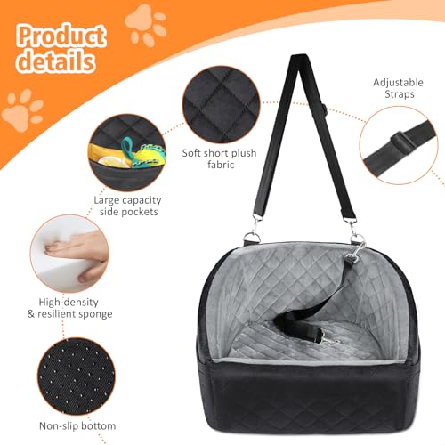 Dog Car Seat for Small Dogs (Black/grey)