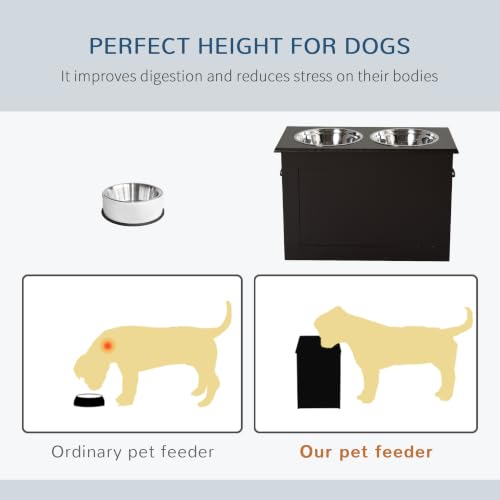 Raised Pet Feeding Storage Station for Large Dogs (Coffee)