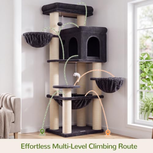 Cat Tree Tower with 12 Extra (Dark Grey / XL)