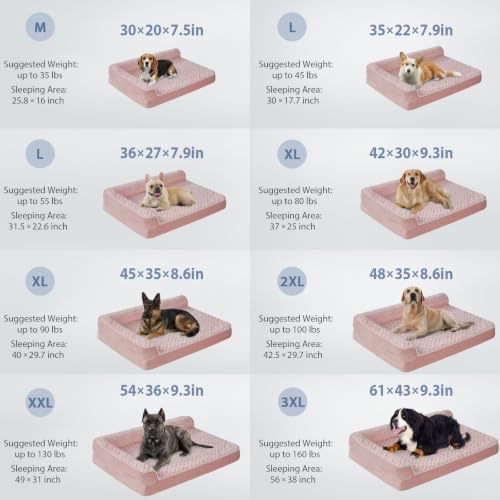 Orthopedic Washable Dog Bed (Pink / 61.0"l x 43.0"w x 7.5"th)