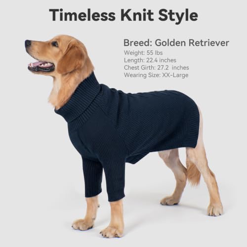 Dog Sweater Long Sleeve Warm Knitted Sweaters for Large Dogs Boy (1# Navy / XX-Large)