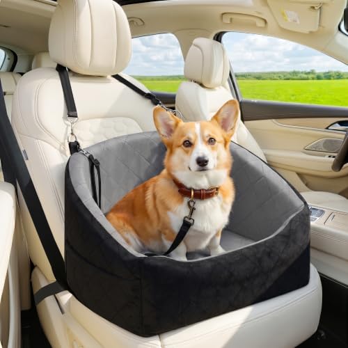 Dog Car Seat for Small Dogs Up to 30 Lbs (Light Gray-Black(Waterproof & Wear-Resistant) / Small)