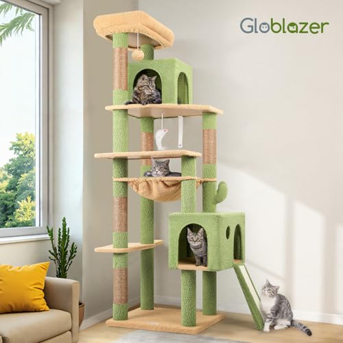 F70 Pro Cactus Heavy Duty Cat Tree Tower for Indoor Large Cats (70inch / Cactus Green)