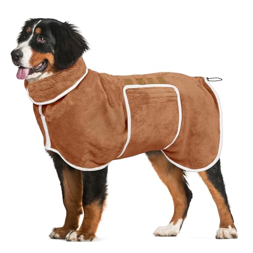 Dog Bathrobe Towel Dog Drying Coat (Brown / 3X-Large)