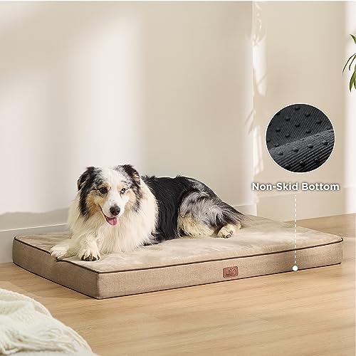 Memory Foam XL Dog Bed (41"L x 29"W x 3.5"Th / Khaki)