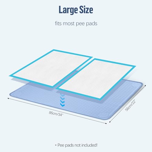 Pee Pad Holder for Dogs 34''x22'' Silicone Puppy Pee Pad Tray (Blue)