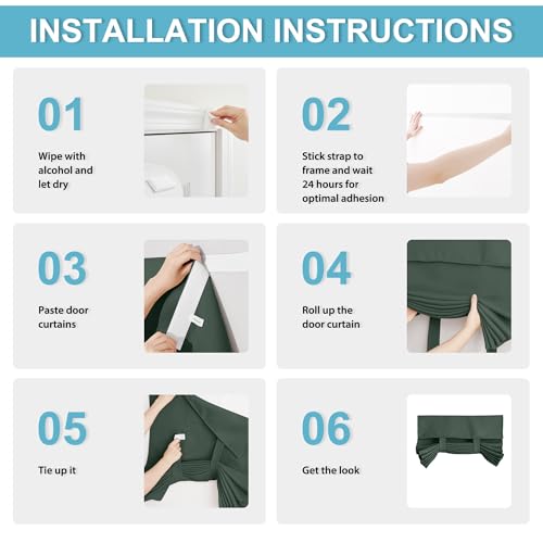 Blackout Door Curtain Kitchen Window Curtains (Dark Green / 34"W x 40"L (Pack of 1))