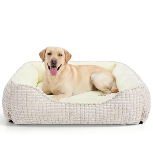 X Large Dog Bed for Large (Ivory Beige / XL(35’’x 25’’x 9’'))
