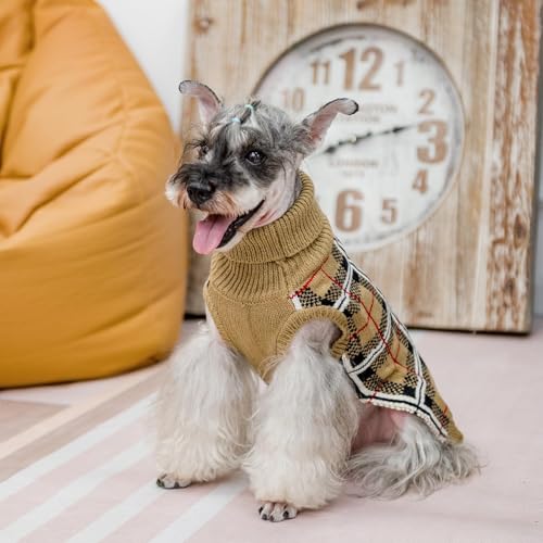 Dog Sweaters for Large Medium Small Dogs (S/M - Chest 19", Back 14" / Cream)