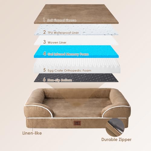 Orthopedic XXL Dog Bed (Camel / 48.0"l X 35.0"w X 8.0"th)