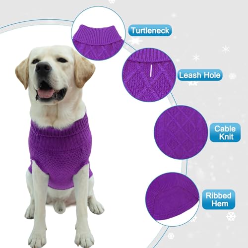 Turtleneck Dog Sweater (Large / Purple)