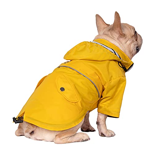 Premium 2 Layer Zip Dog Raincoat Poncho w (Large / Yellow)