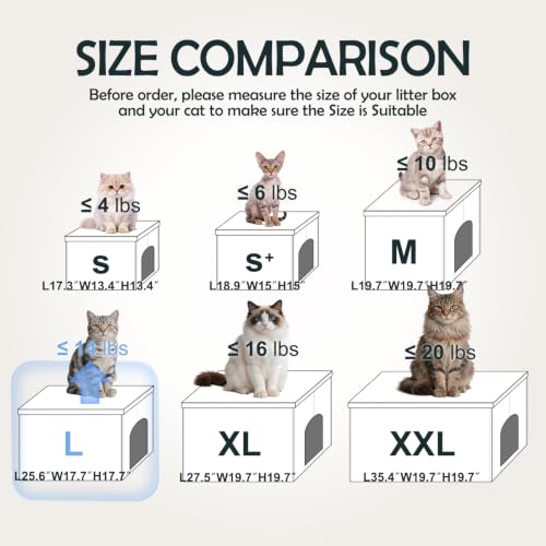 Cat Litter Box Enclosure Furniture Odor Control (L 25.6'' x 17.7'' x 17.7'' / Black)
