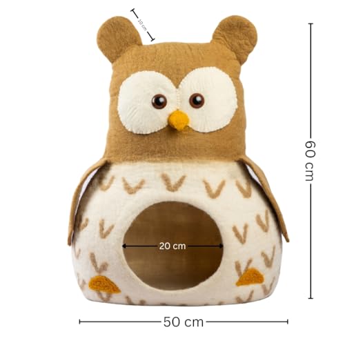 Luxurious Merino Wool Cat Cave (Owl)