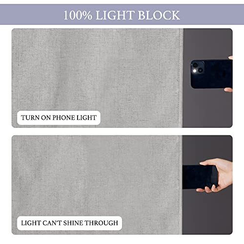 Natural Linen Textured French Door Window Curtains 100% Blackout (Concrete Grey / 34"W x 69"L (Pack of 1))