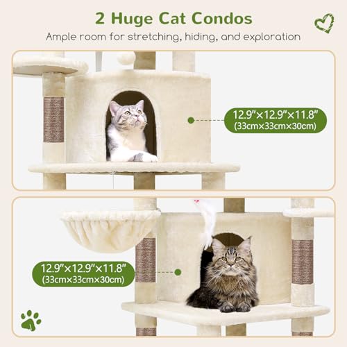 66inch Corner Cat Tree Tower for Indoor Large Cats (66inch / Beige)