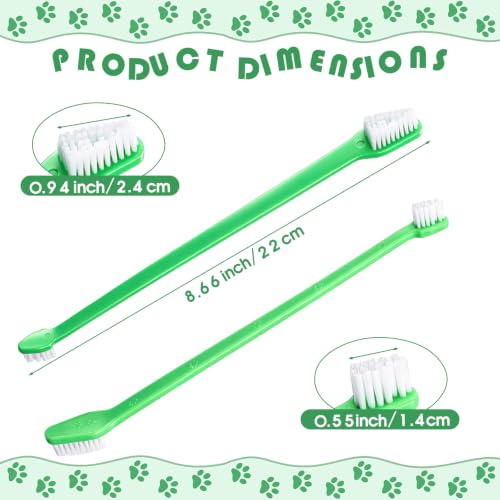 200 Count Dog Toothbrush Double Headed Long Handle Soft (Green)