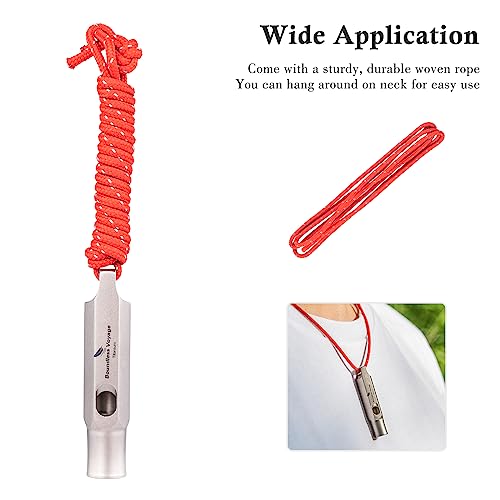 Titanium Whistle Emergency Survival Safety Whistles with Lanyard Loud for Outdoor Camping Hiking Coaches Training Sports Keychain Whistle (1 PCS - Ti9015)