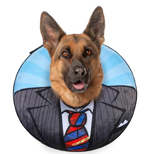 Dog Cone Collar Alternative After Surgery (Black Suit / XL(Neck:18"-21"))