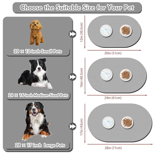 Dog Feeding Mat 24''x16'' (24''x16'' / Light Gray)