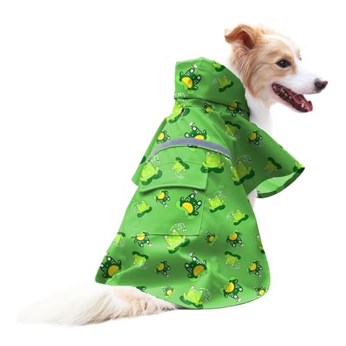 Large Dog Raincoat Adjustable (2X-Large (Pack of 1) / Green Frog)