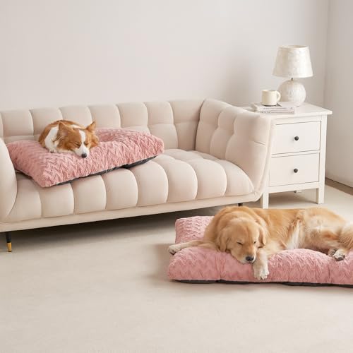 Washable Large Dog Bed for Crate (Pink / 36" x 27" x 3.5")
