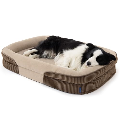 XL 360°Oval Bolster Orthopedic Dog Beds Large Sized Dog (Walnut / 42"lx30"wx7"th)