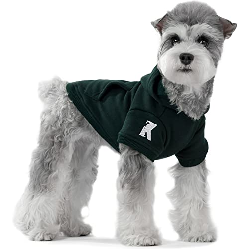Dog Hoodie Fleece Puppy Clothes Warm Sweater with Hat for Small Dogs Cat Hooded Shirt Kitten Pet Basic Sweatshirt with Pocket Doggie Soft Winter Coat Apparel (S-(2~7lb) | Chest(~13") / Green)