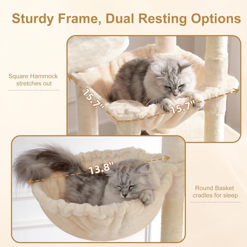 Cat Tree, 76-Inch Tall Heavy Duty Cat Tower for Big Cats HCT039M (Beige / 76.8 inch)