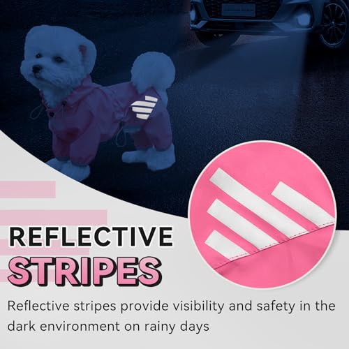 Dog Raincoat Waterproof Dog Rain Jacket with Hood (XS(Back Length10'') / Pink)