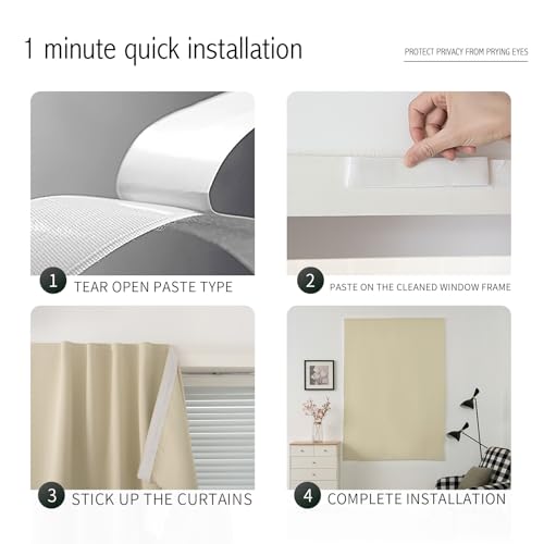 Portable Light Blocking Curtains Self (71"W x 84"L (Pack of 1) / Beige)