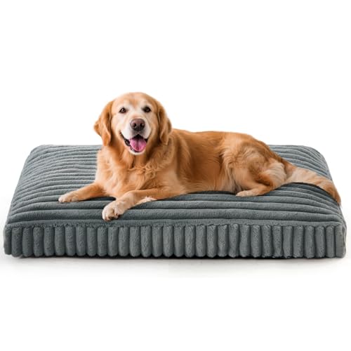 XL Dog Bed Flat Pet Beds with Removable Washable Cover (Grey / XL(42"x27"x4"))