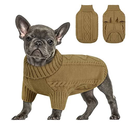 Small Dog Pullover Sweater for Medium Dogs Boy (Medium / Light Brown)