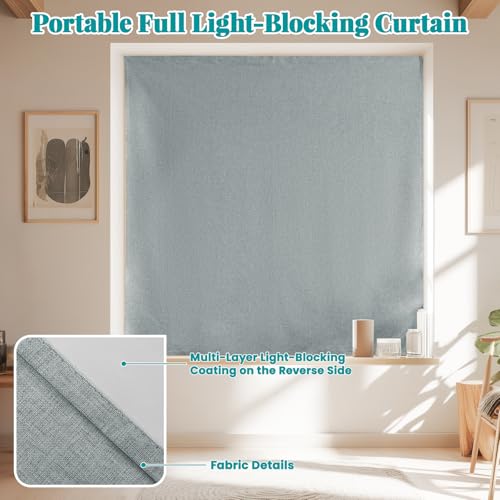 100% Blackout Self Adhesive Curtains (52"W x 60"L (Pack of 1) / Light Grey)