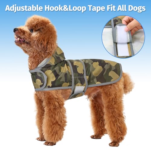Dog Raincoat Waterproof Dog Rain Jacket with Hood (Camo Ducks / X-Small)