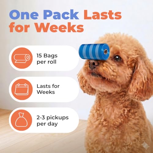 Poop Bags for Dogs (Blue Strips / 240 Bags)