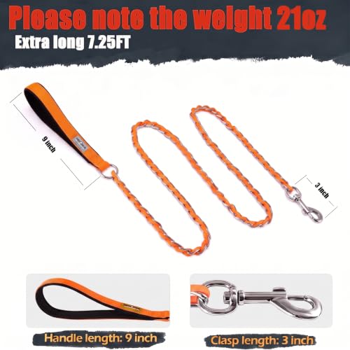 Chain Dog Leash (orange / 7.25FT(80-200lb))